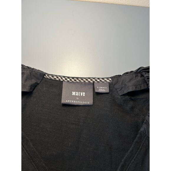 Maeve by Anthropologie womens dress size XS black fitted pouffy sleeves - Picture 4 of 9